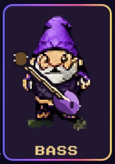 One Gnome bass mode with bass-playing gnome