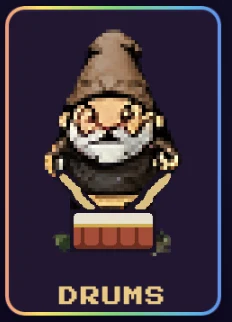 One Gnome drums mode with drumming gnome